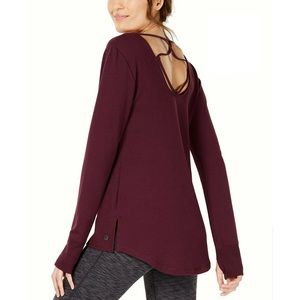 Ideology Burgundy Athletic Lattice Back Top Size M